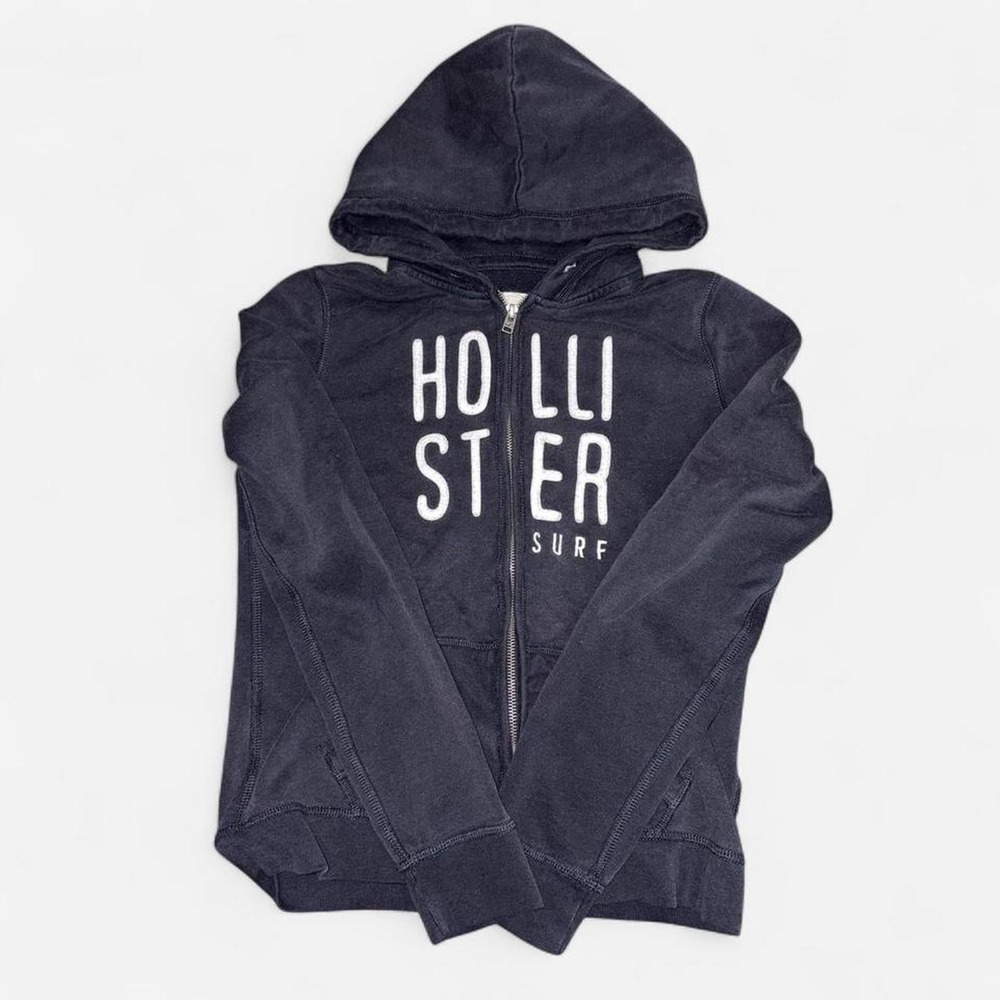 VTG Y2K Hollister Hoodie Womens Medium Blue Full Zip Surf Emo Preppy 2010
